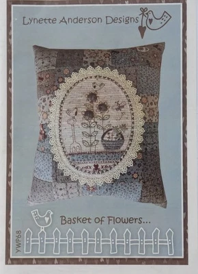 Lynette Anderson. Basket Of Flowers  Pattern . quilt, stitchery applique  - Image 1 of 4
