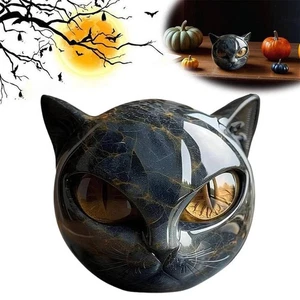 Luxus schwarze Katze Stein Skulptur Harz Ornament elegant für Schreibtisch Wohnkultur - Bild 1 von 16