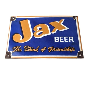 Vintage JAX Beer Sign - Alcohol Beverage Friendship Gas Pump Porcelain Sign - Picture 1 of 14