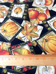 Cranston Print Works fall print fabric -leaves, fruit, vegetables 46" x 44" - Picture 1 of 2