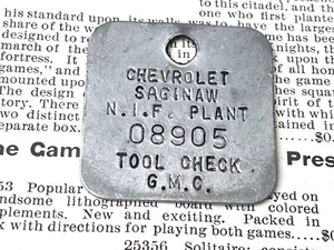 Authentic Vintage GMC Tag Chevrolet Factory Tag Aluminum Tool Check Keychain NIF - Picture 1 of 1
