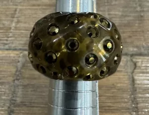 Anello vintage a forma di cupola lucite strass argento taglia 5 - Foto 1 di 7