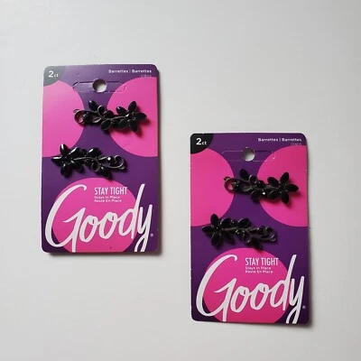 2 Packs 2 In Each Goody Stay Tight Hold Floral Barrettes Hair Clips #01805 Black - Image 1 of 4