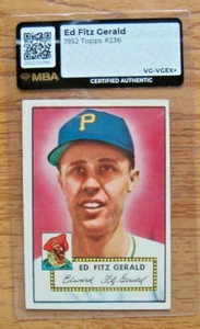 1952 Topps MBA Authentic VG-VGEX+#236 Ed Fitz Gerald Pittsburgh Pirates (no cre - Picture 1 of 4