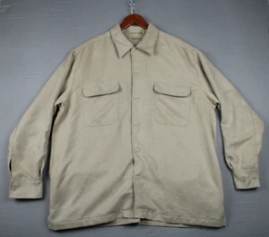 Cubavera Beige Faux Suede Microfiber Button Up Shirt Size Large Long Sleeve - Picture 1 of 16