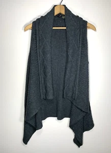 Susan Lawrence Sweater Vest Womens Small Gray Waterfall Cardigan Aran Inspired - Picture 1 of 8