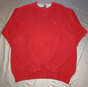 Tommy Hilfiger Hombre Grande Rojo Suéter Pullover Cuello Redondo Bandera Logo 100% Algodón - Imagen 1 de 11