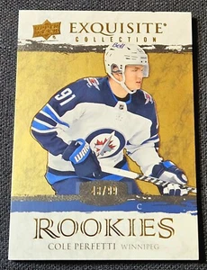 2021-22 Black Diamond Exquisite Gold /99 Rookie Cole Perfetti UD RC #R-CP Jets - Picture 1 of 4