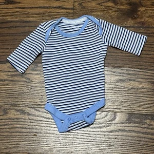 Disney Baby Newborn Bodysuit Plain Blue Stripes Long Sleeve - Picture 1 of 4