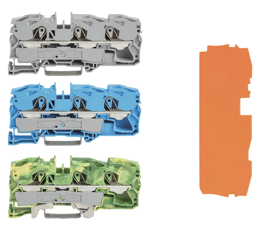 WAGO 3-Conductor Feed-Through Terminal Blocks 16mm² 2016-1301, 2016-1304, 2016-1307 - Image 1 of 1