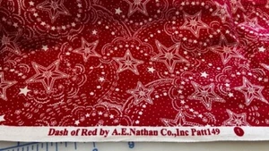 LOVELY 1 yard Dash of RED by A.E.Nathan Co. Patriotic STARS red and white fabric - Picture 1 of 1
