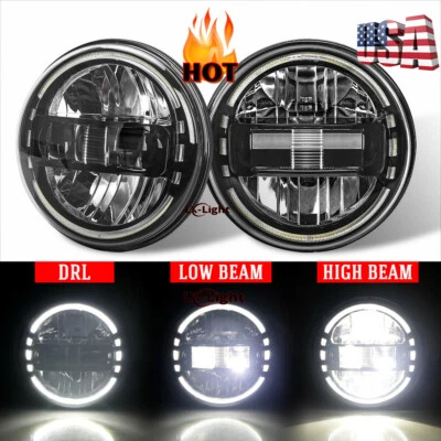Pair 130W 7 inch Round Halo LED Headlights DRL for Jeep Wrangler JK TJ CJ LJ JL - Image 1 of 4