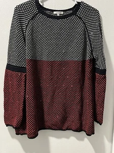 Lisa Todd Sweater Cotton/Cashmere Size Small Sequins / White / Red / Black - Picture 1 of 9