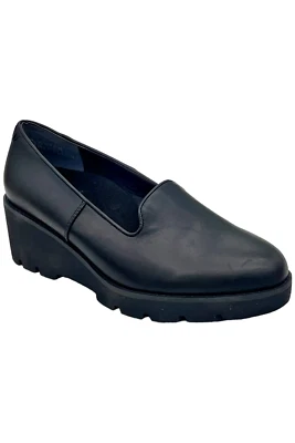 Cuñas repelentes al agua Vionic Willa Wedge cuero negro Foto 1 de 3