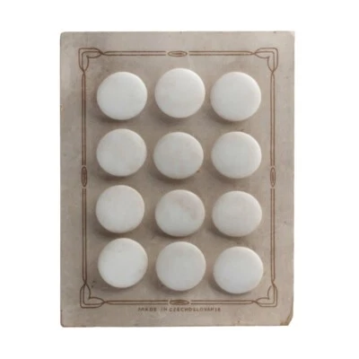 Card Czech Vintage white glass buttons Deco 1930's 18mm - Image 1 of 3