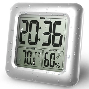 Baldr Clock Big Digit Bathroom Thermometer Hygrometer Temperature and Humidity  - Picture 1 of 12