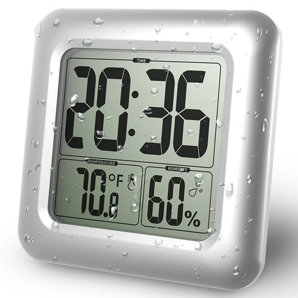 Baldr Clock Big Digit Bathroom Thermometer Hygrometer Temperature and Humidity  - Image 1 of 4