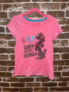 NWT GAP KIDS GIRLY GRAPHIC T POODLE PINK MEDIUM 8 GIRLS BEST FRIEND DOG SHIRT TE - Picture 1 of 1