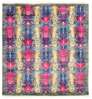 Traditional Hand-knotted Wool Oriental Carpet 4'2" x 4'4" Area Rug - Image 1 of 4