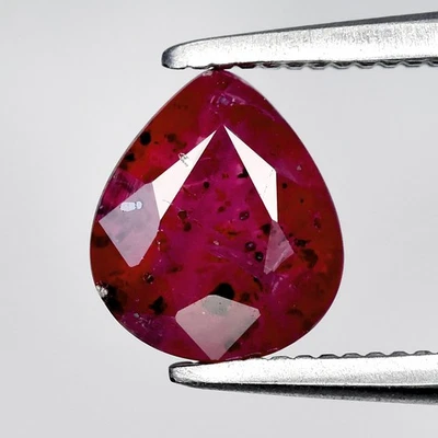 💎 0.85ct 6x5.3mm Pear Natural Pinkish Red Ruby - Heated, Burma Gemstone - Image 1 of 4