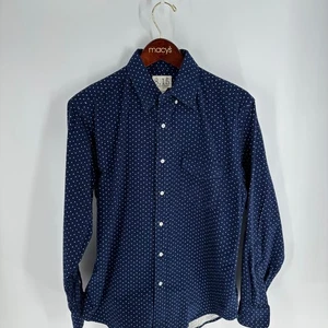 Camisa 8.15 August Quince Franela Lunares Abotonada Azul Marino Talla M - Imagen 1 de 7