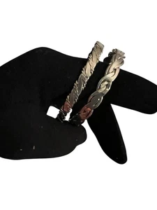 2 Vintage Armreif Armbänder Silber Edelstahl geflochten! Stapelbar - Bild 1 von 6
