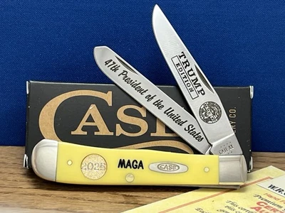CASE XX PRESIDENT TRUMP 1º Mod.24K Banhado 2025 Escudo, Faca Caçadora Gravada Nova - Imagem 1 de 4