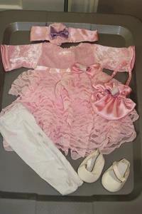 Cabbage Patch Kinder TRU rosa Rüschenkleid komplettes Outfit ~ 20 Zoll - Bild 1 von 3