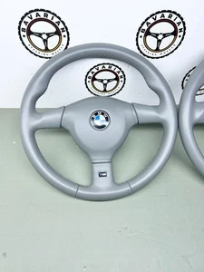 BMW E36 E34 MTECH 2 370 MM STEERING WHEEL , GREY REAL ITALIAN LEATHER - Picture 1 of 7