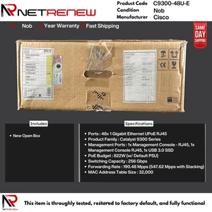 NOB Cisco Catalyst C9300-48U-E UPOE 48 Port Switch - Picture 1 of 1