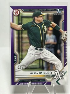 Mason Miller 1st 2021 Bowman Draft 215/250 #BD-85 Oakland Athletics - Picture 1 of 2