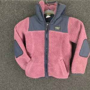 LL Bean Sherpa Kids Jacket Size 5-6 Warm Hooded Zip Up Jacket - Picture 1 of 6