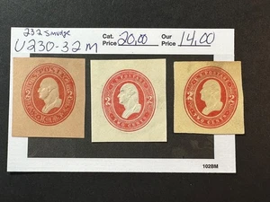 US Scott # U 230 - 232 smuge Mint Cut Square 2024 Scott Catalogue Value $ 20.00 - Picture 1 of 3