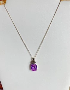 Signed 925 Pink Ice Pendant 925 Sterling Silver Prong Marcasite Encrusted Bale - Picture 1 of 8