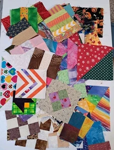 Quilt Block Lot 125+ Assorted Patterns Colors 9 Patch Paper Piece Scrap Applique - Picture 1 of 16