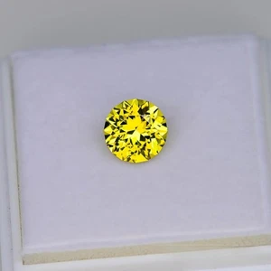 Precision Cut -10 Ct Natural Canary yellow Sapphire Round Loose GIE Certified - Picture 1 of 2