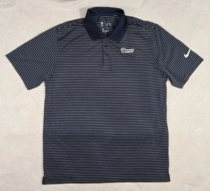 Los Angeles Rams Nike DriFit Pin Striped Polo Shirt Mens Large Blue White  - Picture 1 of 9