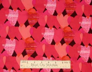 Valentines Pink Plum Heart Love Romance Cotton Fabric Free Spirit By The Yard - Picture 1 of 2