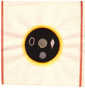 1970's VINTAGE TANTRA TANTRIC PAINTING ON PAPER ROUND SHALIGRAM ART SPIRAL - Picture 1 of 2