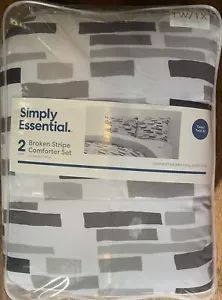 Simply Essential Broken Stripe 2pc Twin/twin XL Comforter Set Black/Grey/ White - Picture 1 of 4