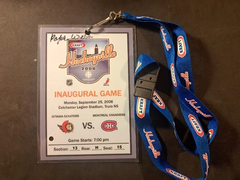 2006 KRAFT Hockeyville Game Ticket; SIGNED ~ Inaugural Game Cover