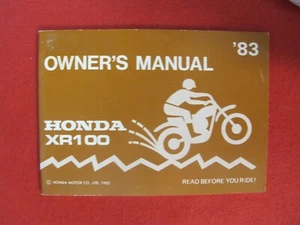 Honda 1983 XR100 XR 100 New Old Stock Original Owners Manual - Picture 1 of 1