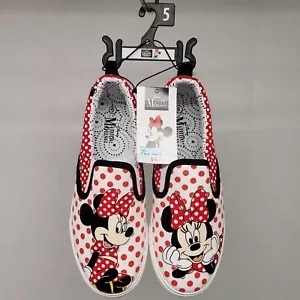 Minnie Mouse Disney Red & White Polka Dot Slip On Shoes Size 5 NWT - Picture 1 of 13