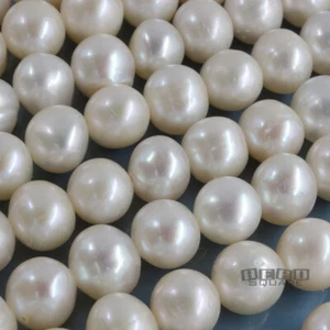 Cuentas redondas con perlas cultivadas de 16" 7 mm - 8 mm blancas #17164 - Imagen 1 de 3