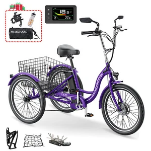 MOONCOOL Electric Tricycle for Adults 24'' Electric Trike 350W 36V 40Miles Range - Picture 1 of 15