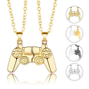 Magnetic Couple Heart Matching Pendant Distance Faceted Charm Lover Necklace - Picture 1 of 13