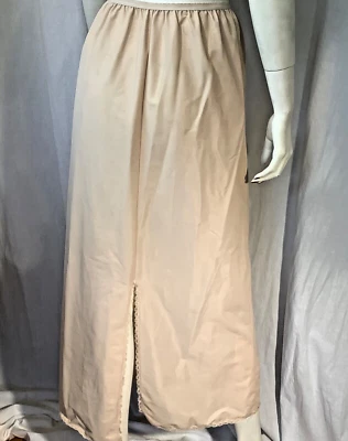 Lápiz largo vintage medio deslizamiento beige desnudo encaje abertura Vassarette pequeño años 70 formal S Foto 1 de 4