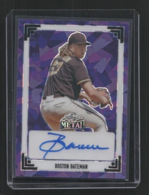 LEAF METAL BASEBALL #91A-BB1 BOSTON BATEMAN /7 PURPLE CRACKED ICE AUTO - Image 1 of 2