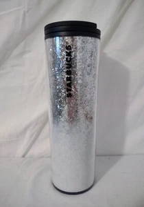 Starbucks 2019 Holiday Silver Glitter Snow on Bottom Tumbler 16oz NEU - Bild 1 von 3