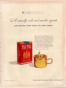 Publicidad impresa Pall Mall Cigarette 1940 encendedor página completa revista grande 10,5"x13,5" - Imagen 1 de 1